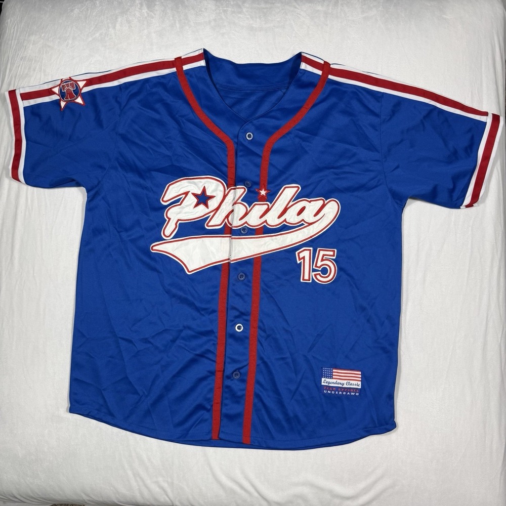 Phila 15 Baseball‎ Jersey Legendary Classic Underdawg Royal Blue Red Mens XXL